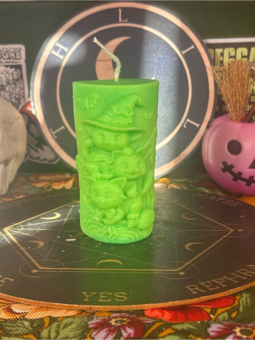 Witch Cat Coven Pillar Candle